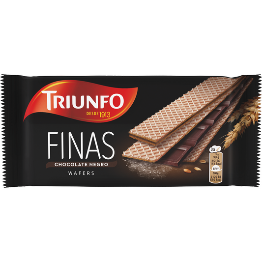 Triunfo Thin Wafers with Dark Chocolate Filling 92g pack – light crispy wafers with smooth dark cocoa cream – Cookies and Rusks – South African Products – Chocolate