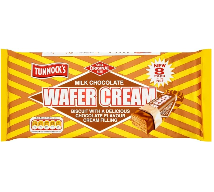 Tunnock’s Milk Chocolate Wafer Creams 8 Pack – Chocolate Filled Wafers Coated in Milk Chocolate – Cookies and Rusks