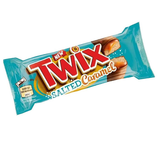 Twix salted caramel 46g chocolate biscuit bar with salted caramel layer coated in milk chocolate classic Twix snack