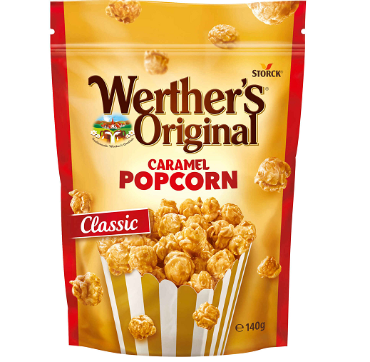 Werther’s caramel sweet popcorn 140 g crunchy popcorn snack caramel coated popcorn classics sweet and savoury
