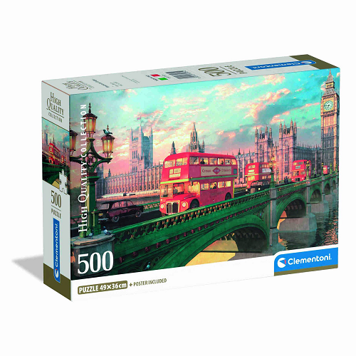 Westminster Bridge 500 Piece Puzzle Clementoni 14+ – London puzzle for teens and adults, festive British gift, travel themed challenge