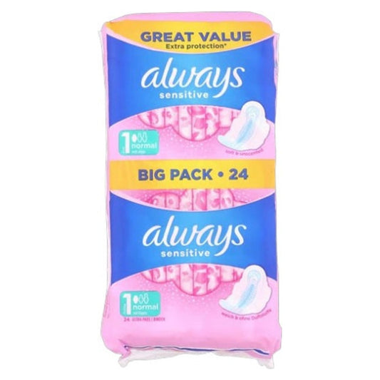 Always Sensitive Normal Size 1 Pads with Wings Pack of 24