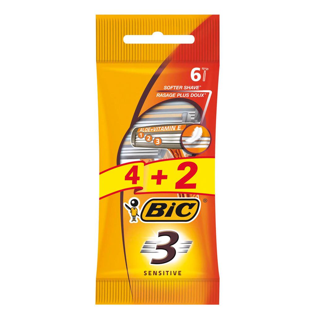 BIC 3 Sensitive Disposable Razors 4 plus 2 Free