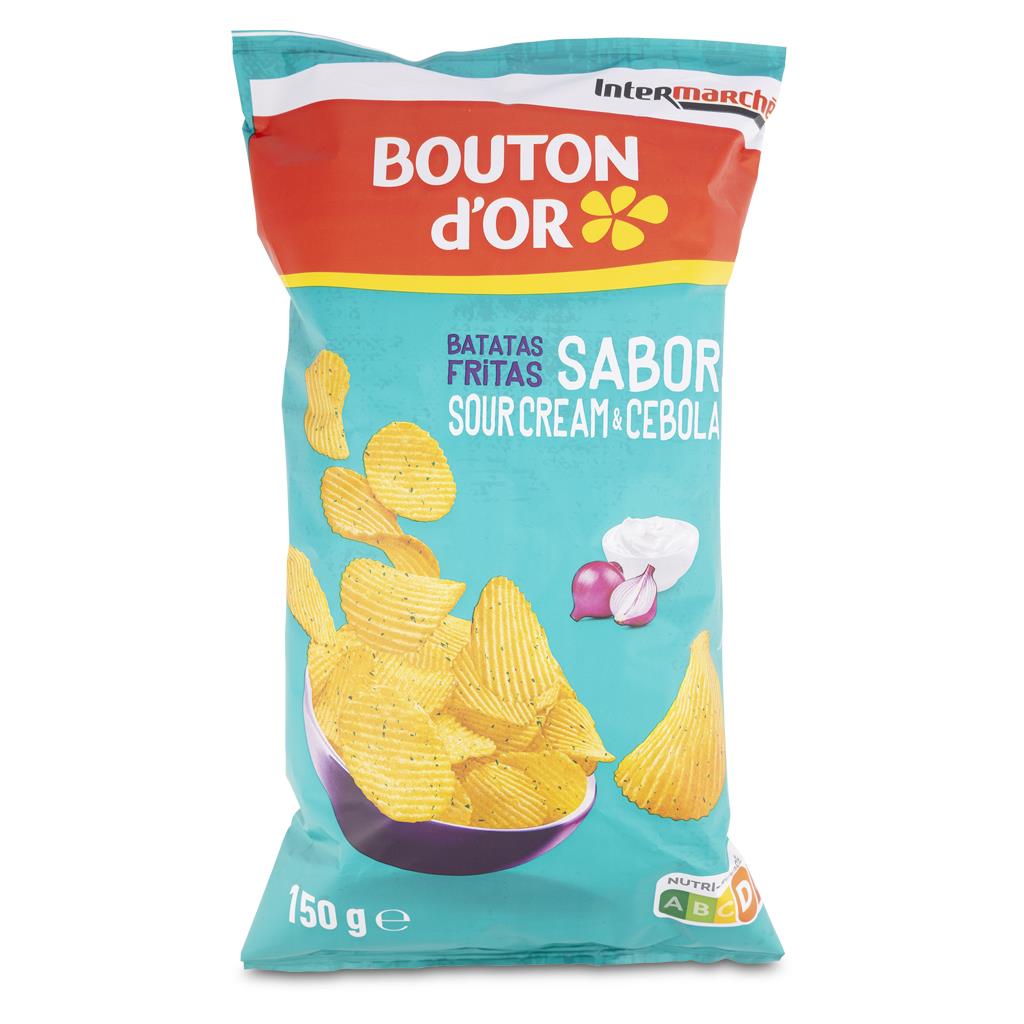 Bouton d'Or Sour Cream and Onion Flavour Wavy Crisps 150g