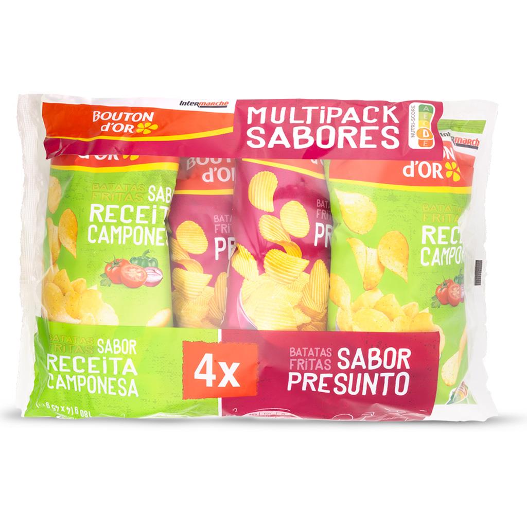 Bouton d'Or Ham and Camponesas Crisps Multipack 4 x 45g