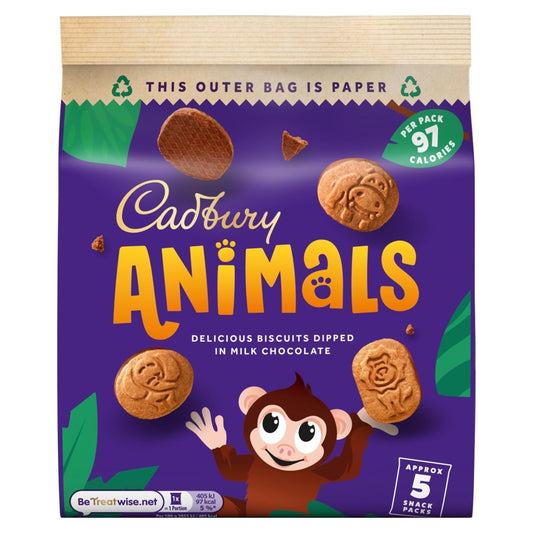 Cadbury Animals Milk Chocolate Biscuits 5 x 19.9g