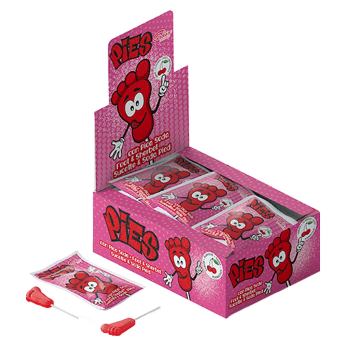 Cerdán Fizzy Soda Cherry Foot Lollipop with Sherbet 8g