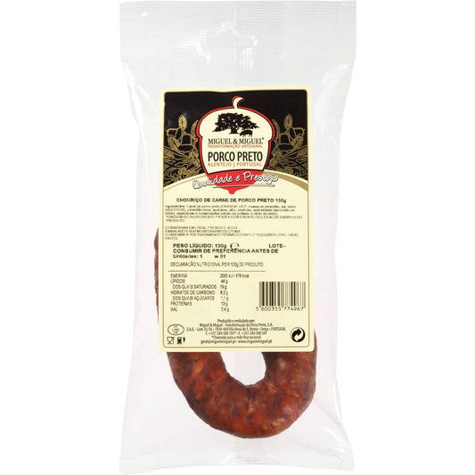 chourico de carne black pork meat sausage 150g miguel and miguel portuguese smoked sausage premium deli meat