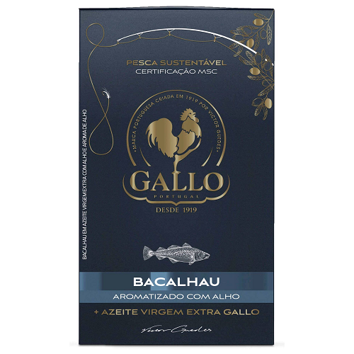 cod with garlic in Gallo extra virgin olive oil bacalhau com alho 120 g tinned fish seafood pantry essentials South African Products