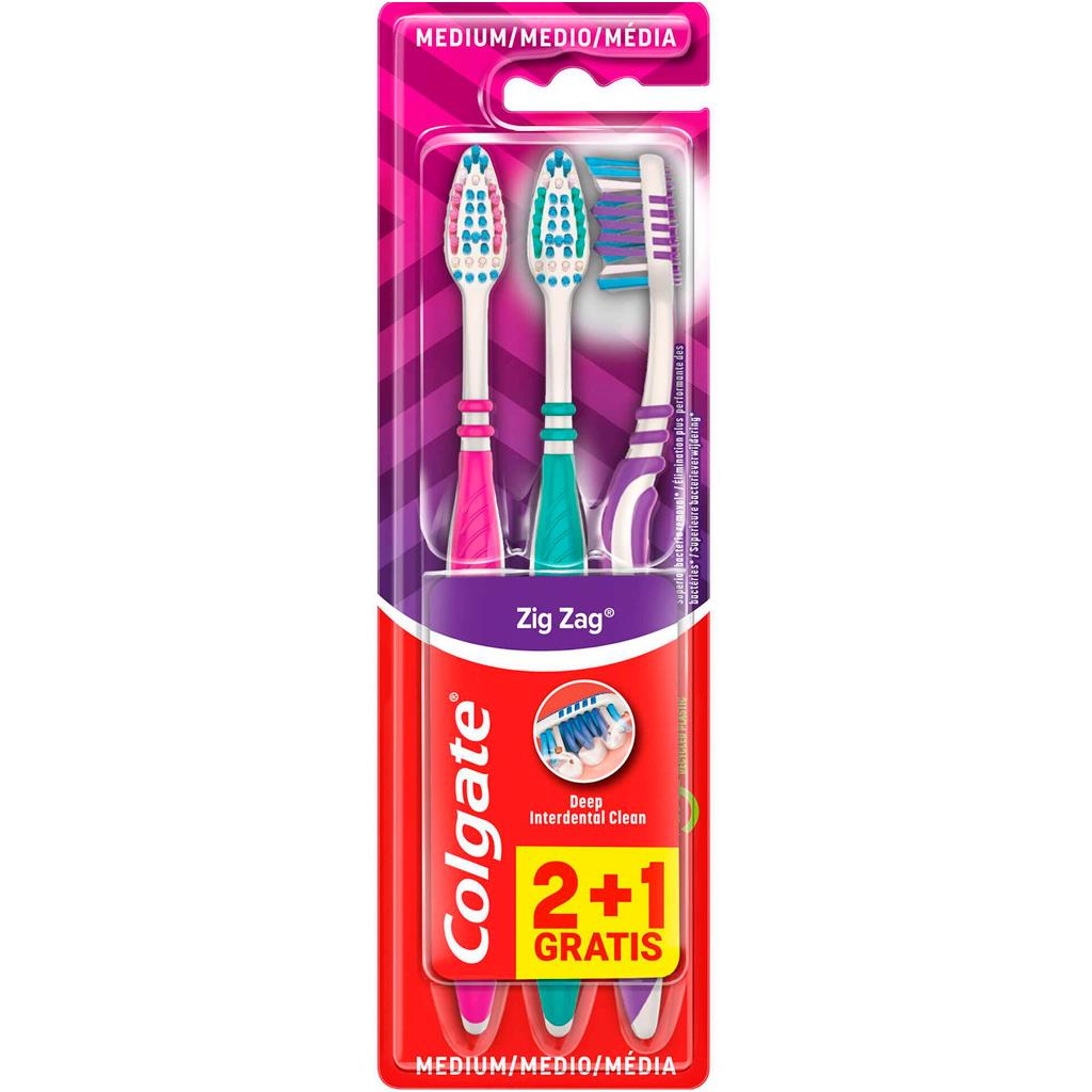Colgate Zig Zag Medium Toothbrushes Pack of 3