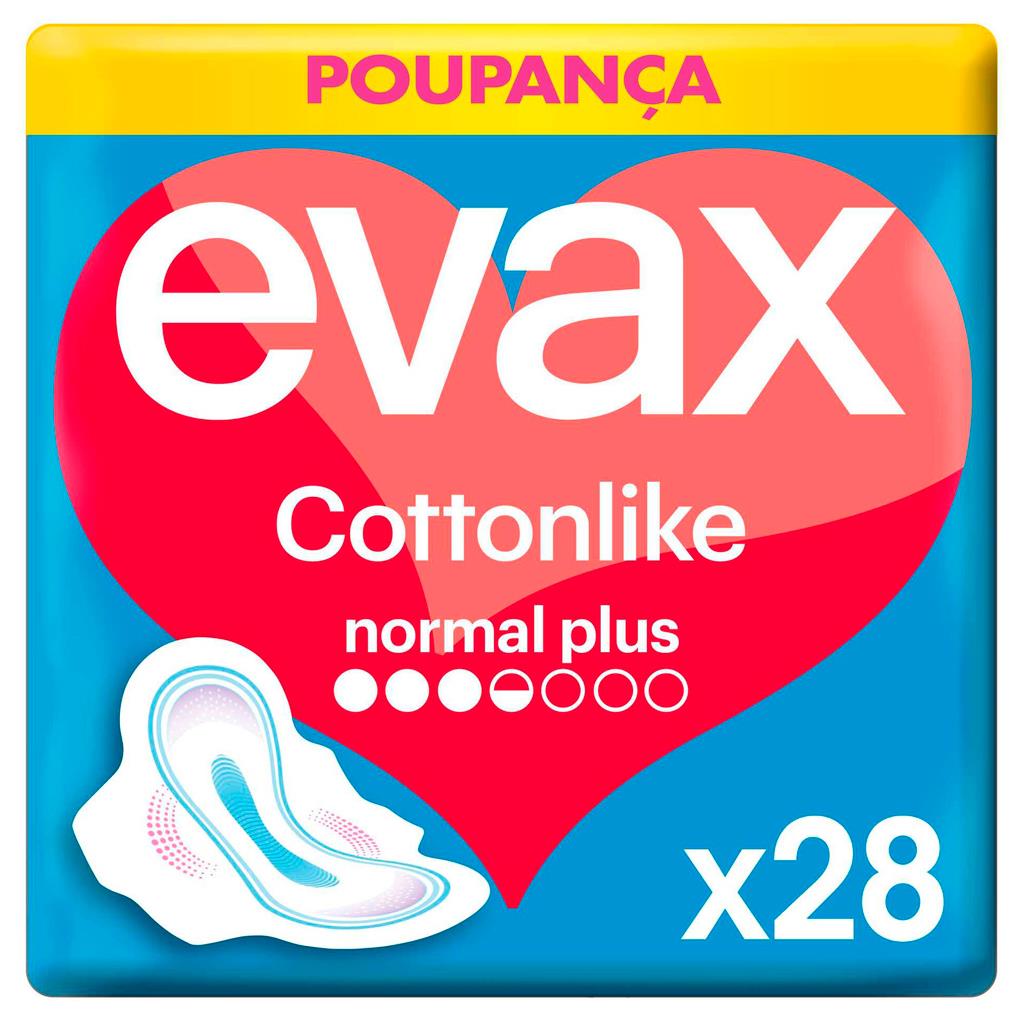 Evax Cottonlike Normal Plus Sanitary Pads with Wings Pack of 28