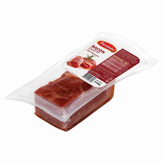 extra bacon chunks porminho 200g portuguese cured bacon pieces smoked pork deli meat