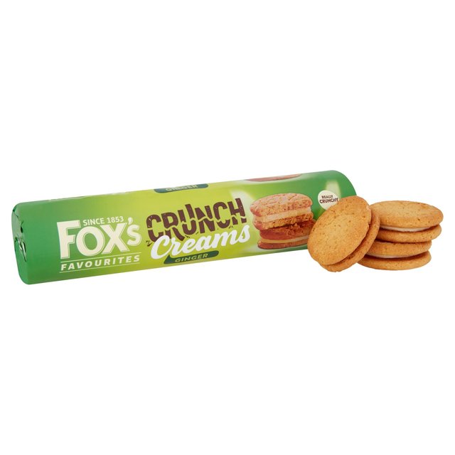 foxs ginger crunch creams 200g crunchy ginger biscuits cream filling snack