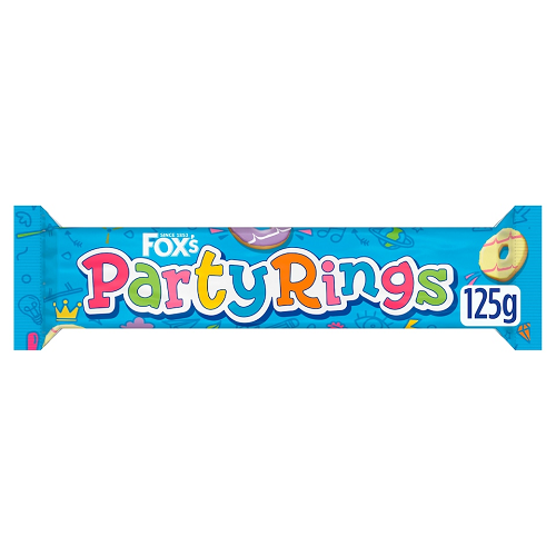 foxs party rings 125g colourful iced biscuits fun kids snack