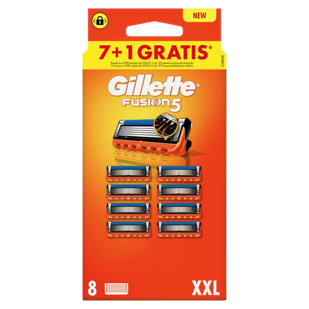 Gillette Fusion Razor Blade Refills 7 plus 1 Free