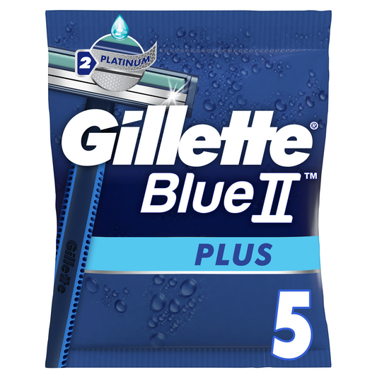 gillette blue ii plus disposable blades pack of 5 twin blade razors shaving grooming personal care