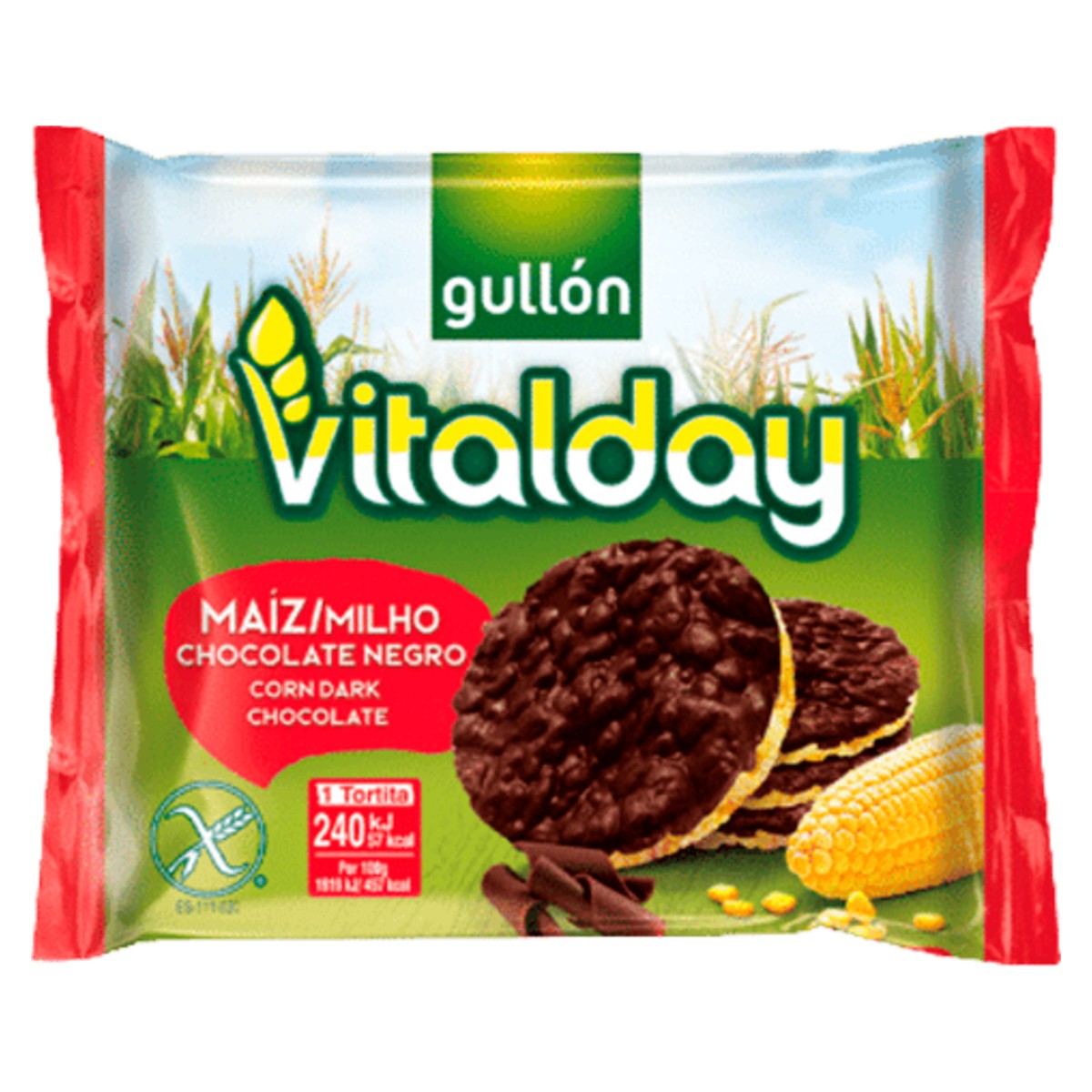 Gullón Vitalday Corn Cakes with Dark Chocolate 25g