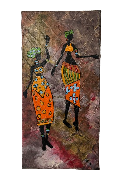hand painted african women canvas 15x30cm textured 3d wall art vibrant cultural home decor