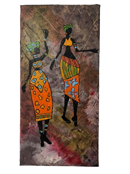 hand painted african women canvas 15x30cm textured 3d wall art vibrant cultural home decor