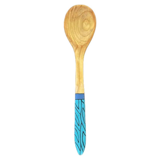Handmade African Wooden Spoon Blue 23.5cm