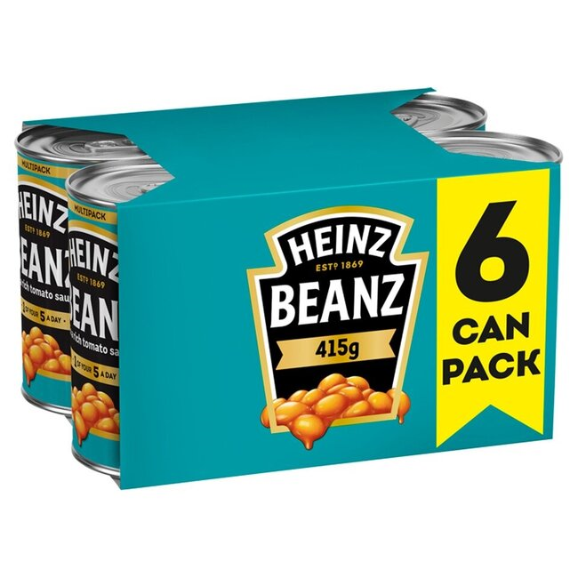 heinz beanz 6 x 415g baked beans multipack british baked beans tomato sauce canned beans family pack pantry essential