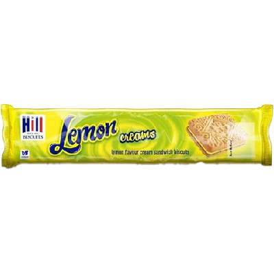 hills lemon creams 150g crunchy biscuits zesty lemon cream sweet snack
