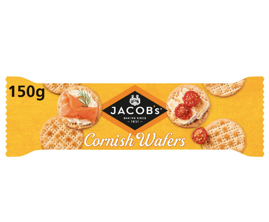 jacobs cornish wafers crackers 150 g light flaky savoury crackers for cheese and dips
