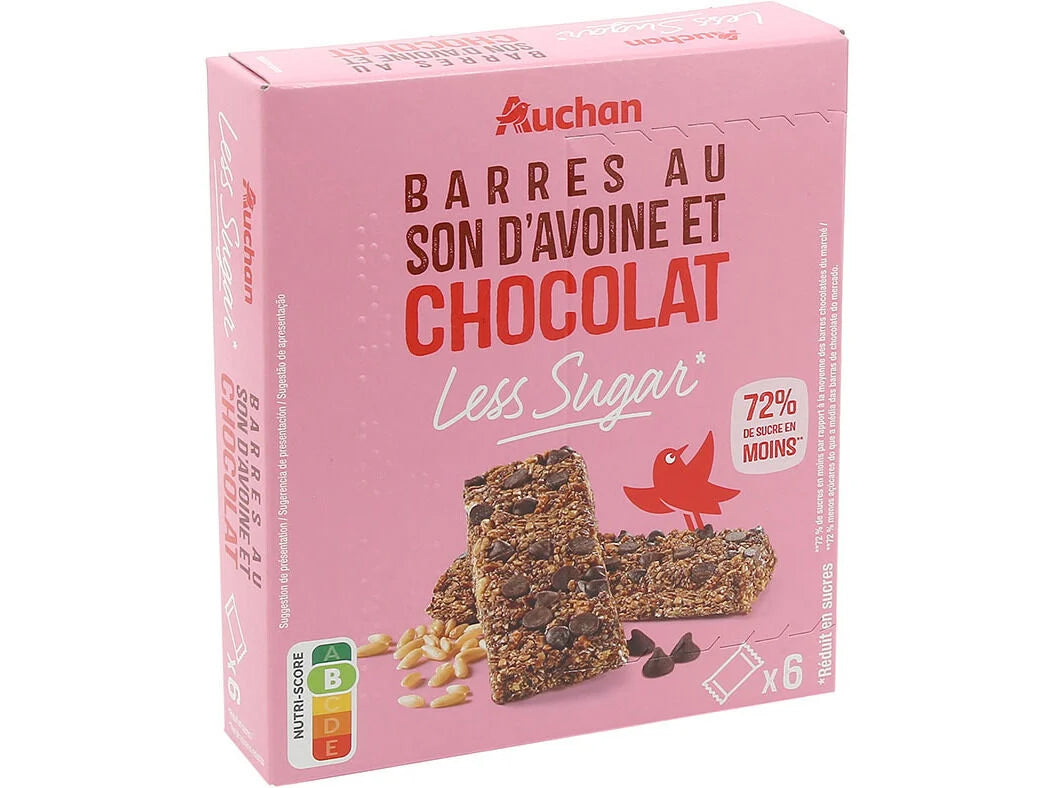 Oat and Chocolate Cereal Bars Less Sugar 180g