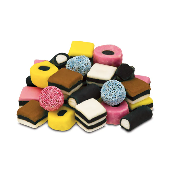 liquorice allsorts by weight traditional liquorice sweets pick and mix classic sweet shop favourite