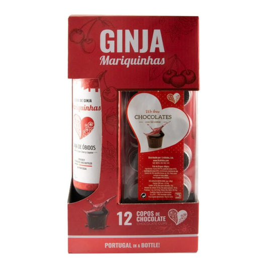 Mariquinhas Ginja de Óbidos 500ml with 12 Chocolate Cups 18% ABV