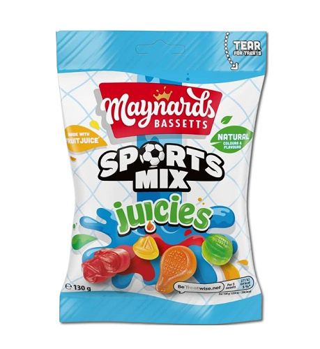 maynards bassetts sports mix 130g chewy fruit gum candy and fondant sweets classic british sweet shop mix bag