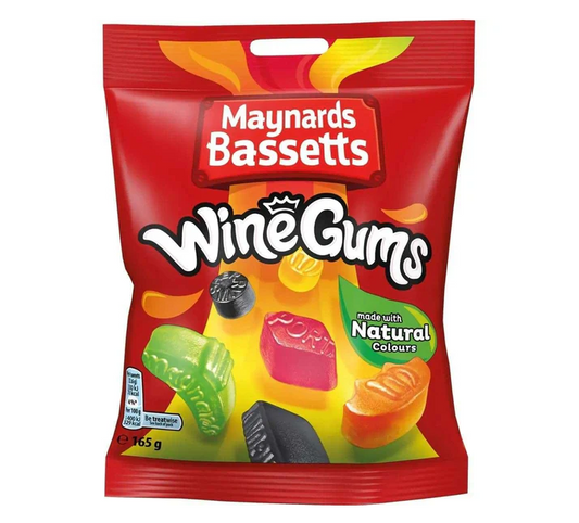 maynards bassetts wine gums 130g british gummy sweets fruity gum candy packet sweets soft fruit gums