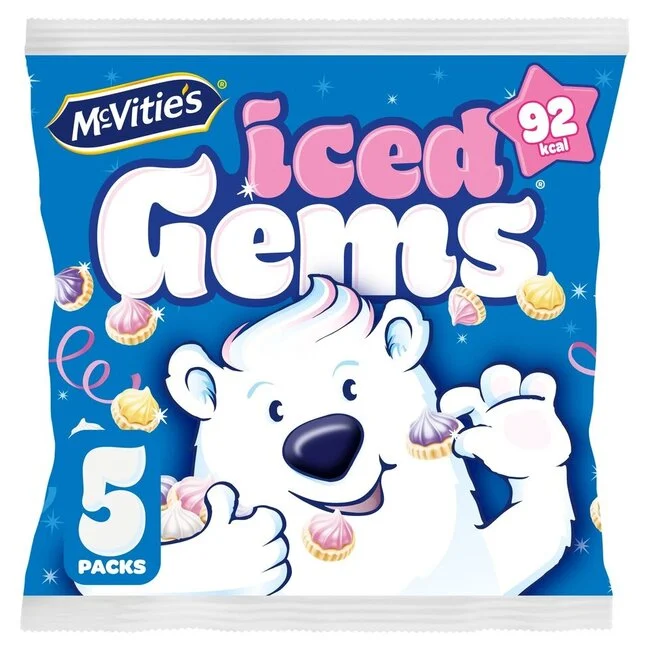 mcvities iced gems 115g mini iced biscuits colourful british snack kids treat