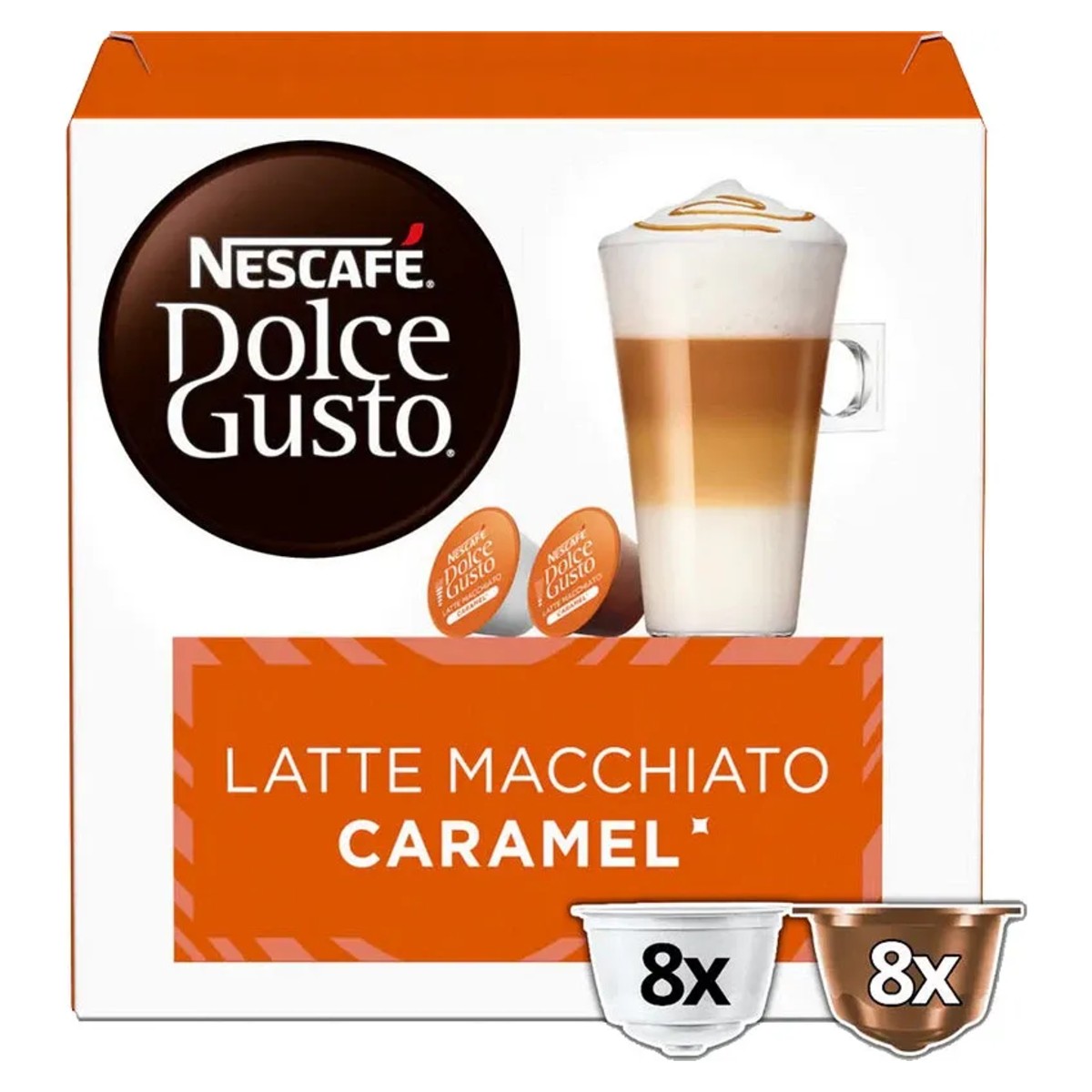 Nescafé Dolce Gusto Latte Macchiato Caramel Coffee Capsules 16 Pack