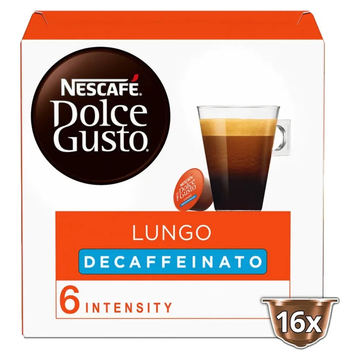 Nescafé Dolce Gusto Lungo Decaffeinated Coffee Capsules 16 Pack