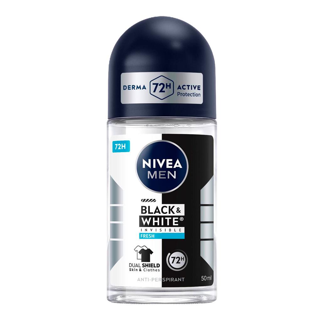 Nivea Men Black and White Active Invisible Roll On Deodorant 50ml