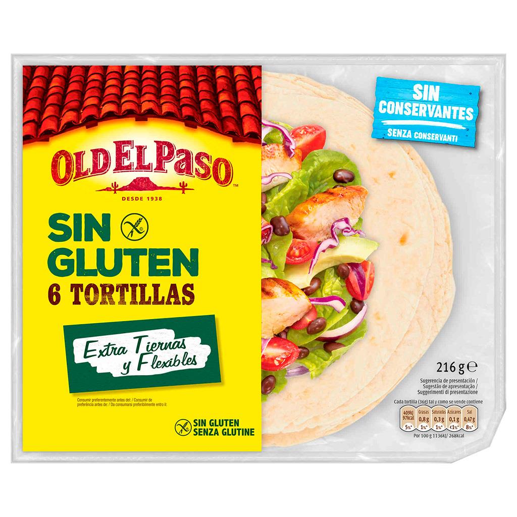 Old El Paso Gluten Free Tortillas 6 Pack 216g