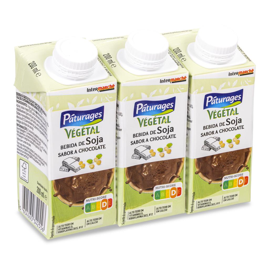 Pâturages UHT Chocolate Flavour Soya Drink 3 x 200ml