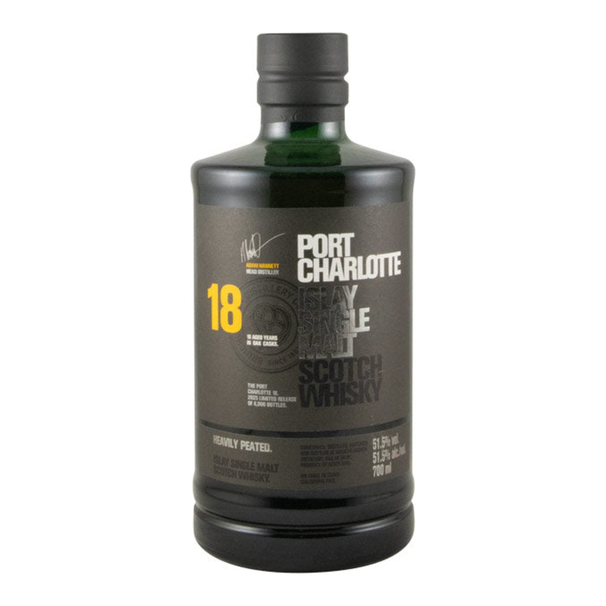 Port Charlotte 18 Year Old Heavily Peated Single Malt Scotch Whisky 700ml 51.5% ABV