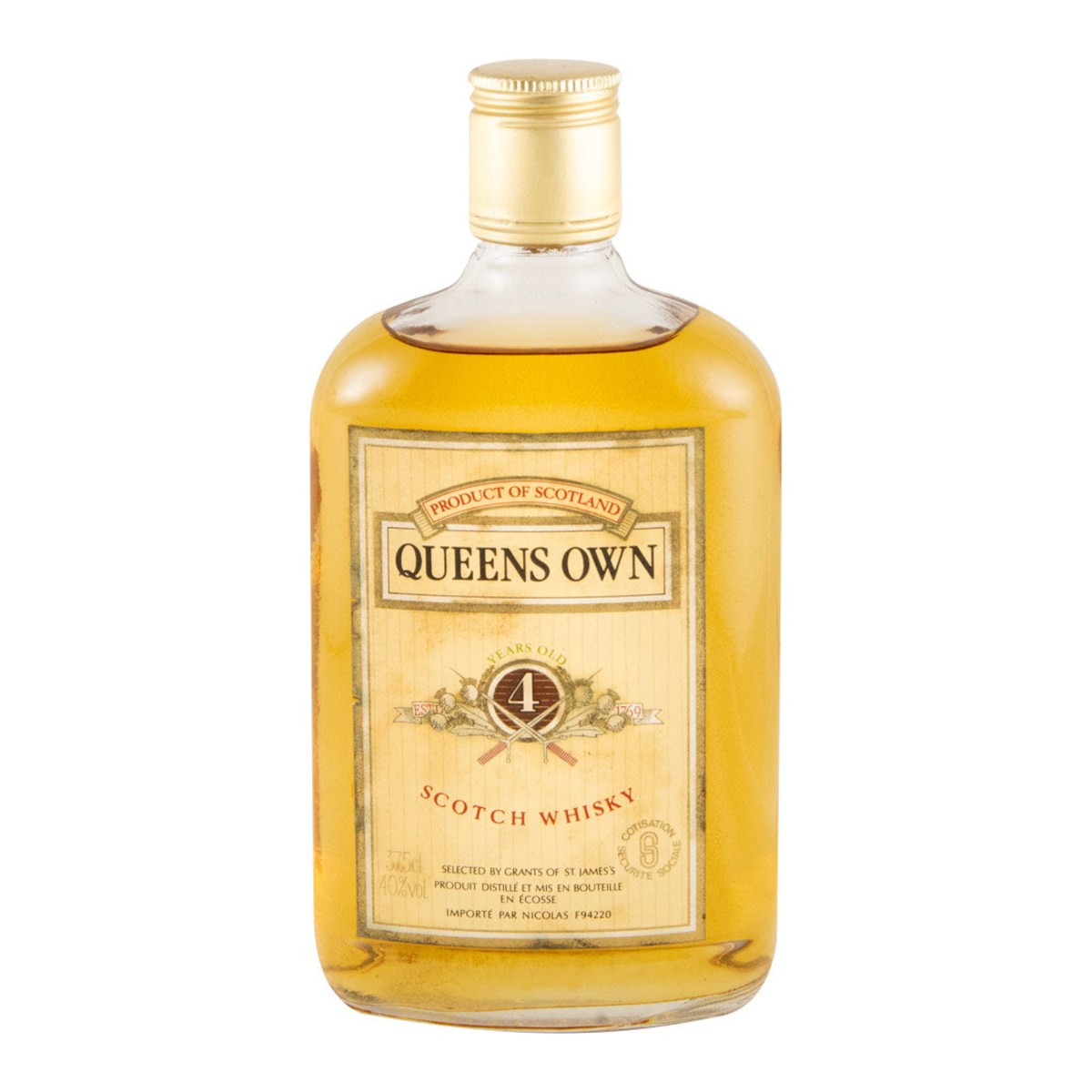 Queen's Own 4 Year Old Blended Scotch Whisky Flask 375ml 40% ABV