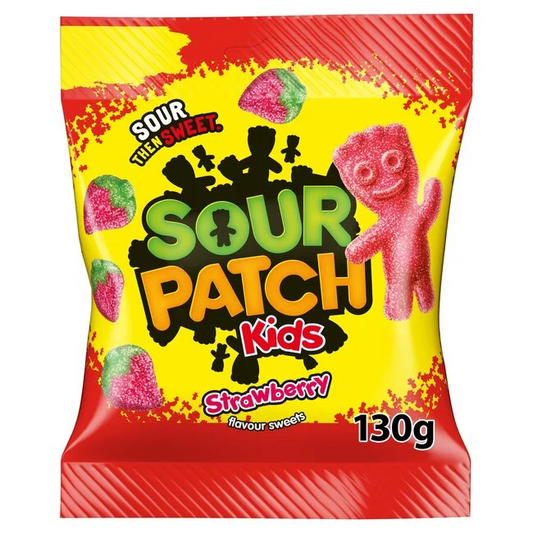 sour patch kids strawberry chewy sour gummy candy tangy sugar coated fruit sweets packet candy