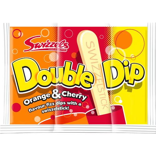 swizzels double dip orange cherry 19g british sherbet powder candy retro sweets swizzlestick dip candy