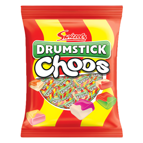 swizzels drumstick choos 120g british chewy sweets vegan fruit flavoured individually wrapped candy bag