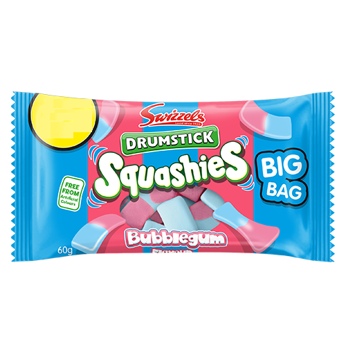 swizzels drumstick squashies bubblegum 60g british chewy sweets foam candy small bag bubblegum flavour