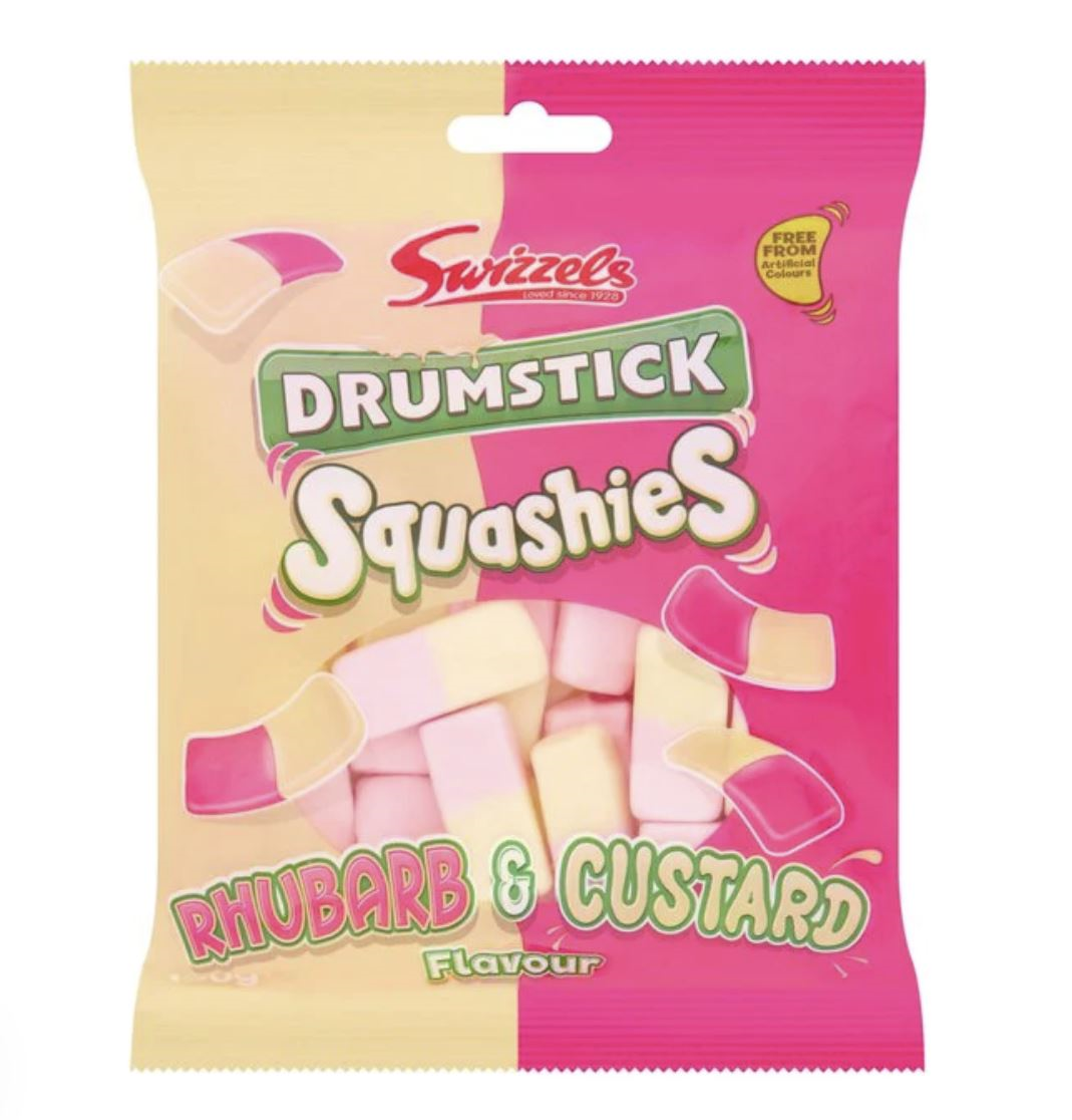 swizzels drumstick squashies rhubarb and custard 120g chewy sweets british candy soft squashy sweets