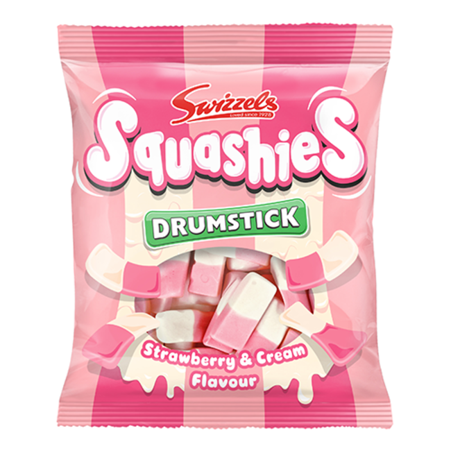 swizzels squashies drumstick strawberry and cream 120g chewy foam sweets british candy bag