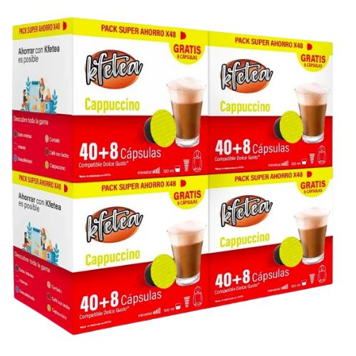 Cappuccino Kfetea 4 caixas de 48 cápsulas compatíveis com Dolce Gusto