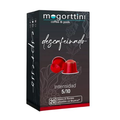 Mogorttini descafeinado, caixa com 20 cápsulas. Compatível com Nespresso. 