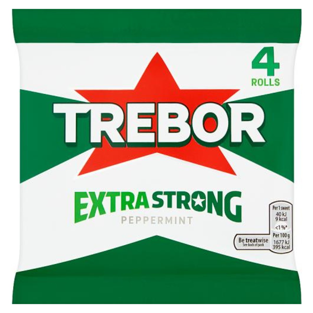 Trebor Extra Strong Peppermint Mints 4 Rolls