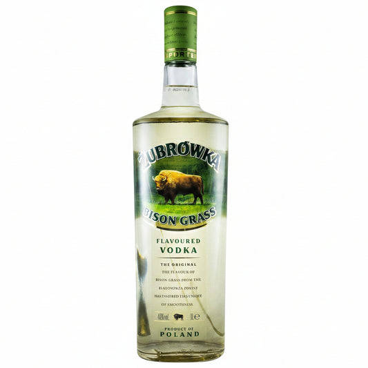 Żubrówka Bison Grass Vodka 1L 40% ABV Polish herbal flavoured vodka with bison grass for apple juice serves and cocktails